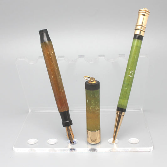 Parker Lady Duofold Set Jade Green GT Fountain pen and 1,18 pencil