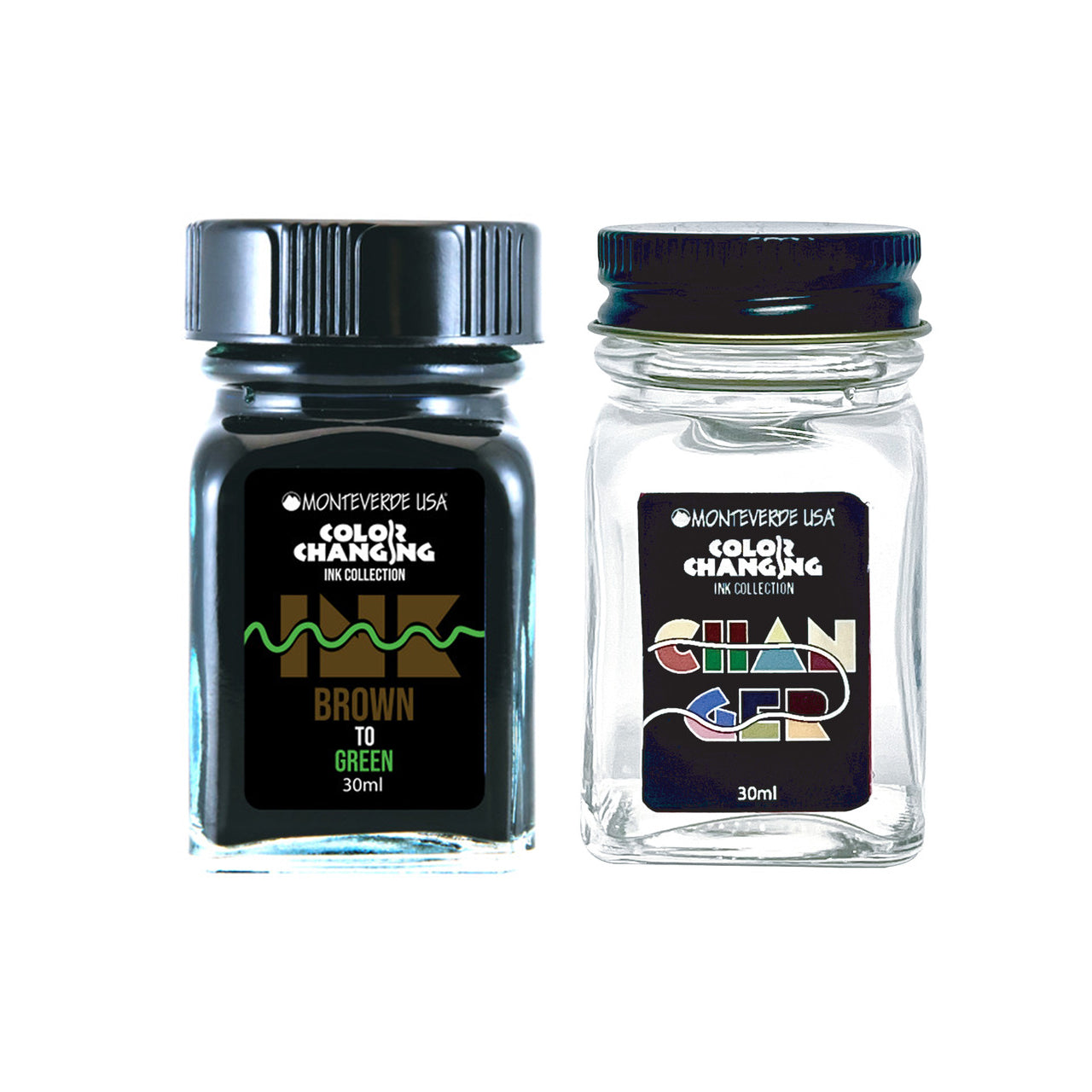 Monteverde Ink Bottle Color Changing ink + Changer Set - Brown to Green