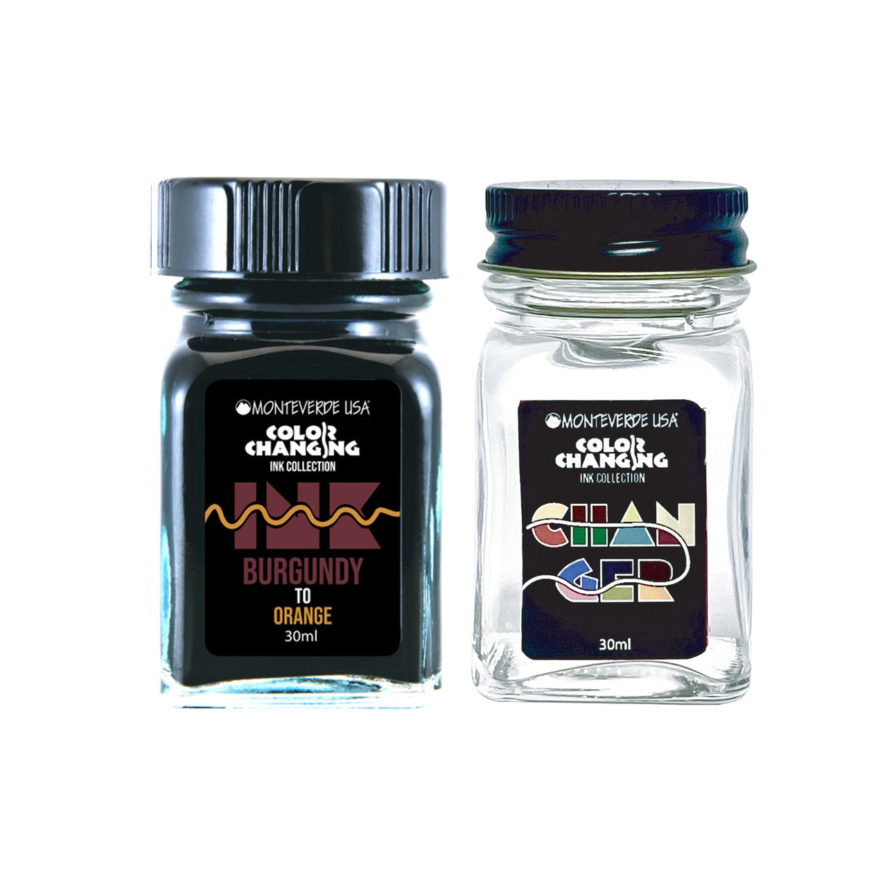 Monteverde Ink Bottle Color Changing ink + Changer Set - Burgundy to Orange