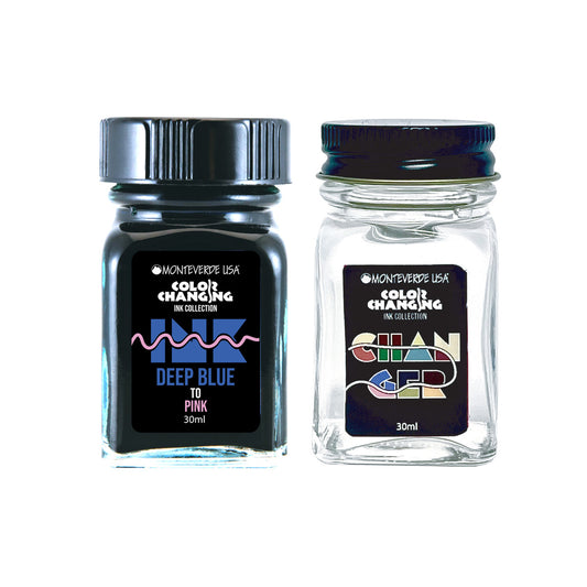 Monteverde Ink Bottle Color Changing ink + Changer Set - Deep blue to Pink