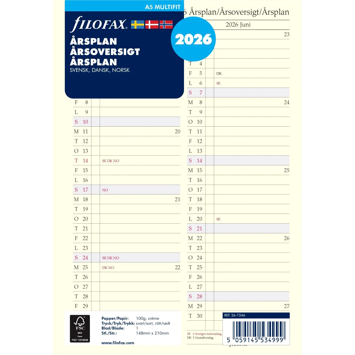 Filofax Årsplan 2026